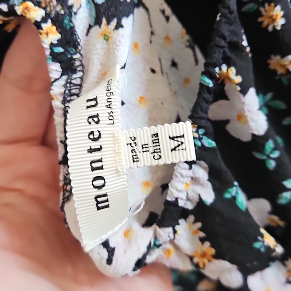 2/$20 Monteau - Floral Halter Dress - Black and White - Size Medium - Picture 5 of 5